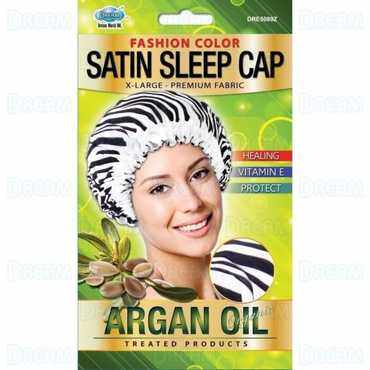 DreamWorld Argan Oil Satin Sleep Cap (Zebra)